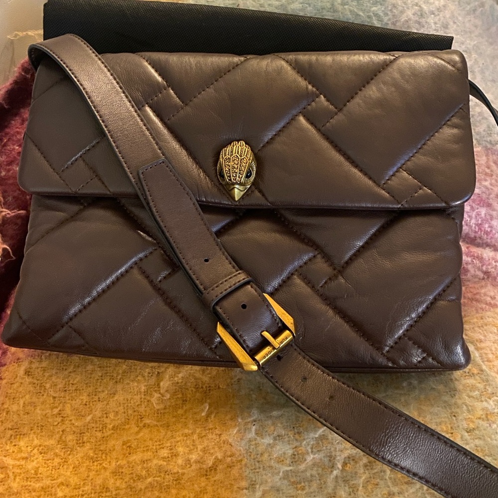 KURT GEIGER LONDON Medium Kensington Soft Quilted Brown Leather Convertible Bag - Picture 2 of 9